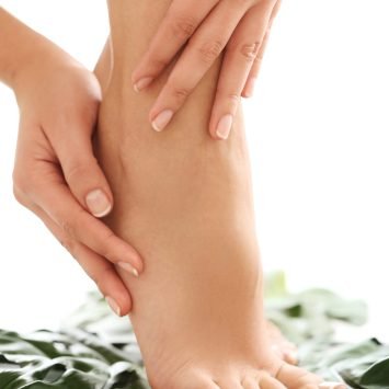 Skin care. Feet in close-up